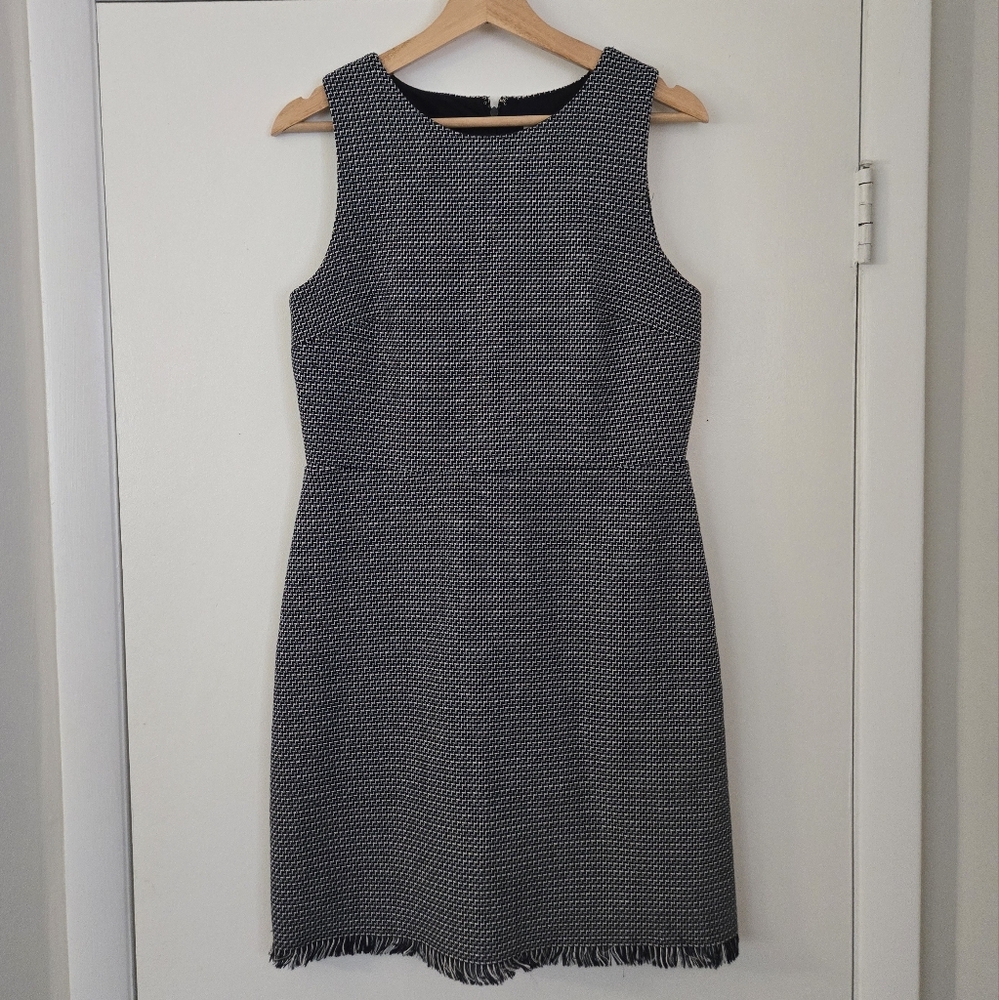 Loft Blue Tweed Sleeveless Sheath Dress Size 8
